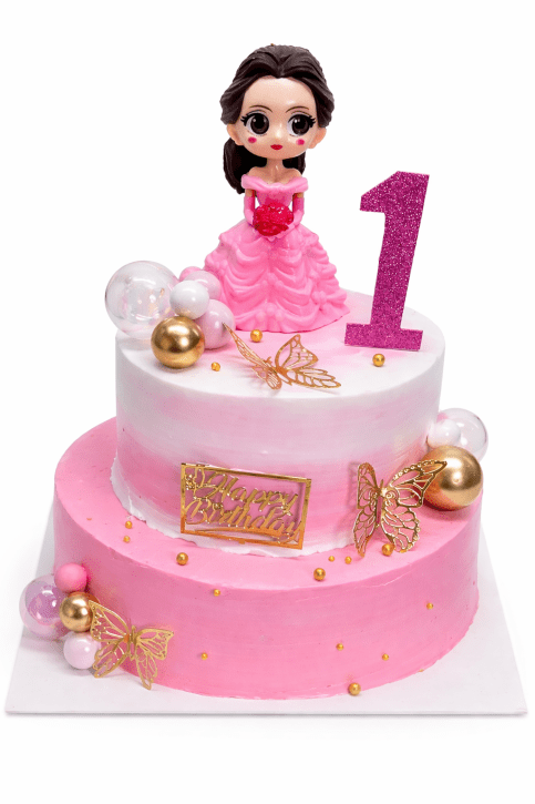 Custom pink Barbie themed birthday cake for girls